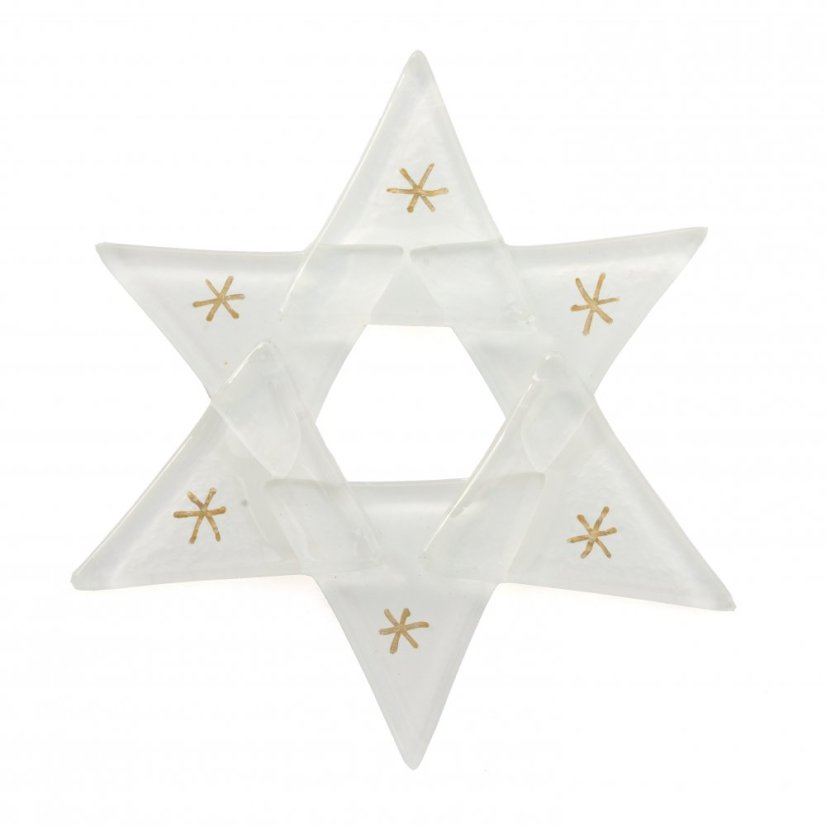 Christmas glass ornament star white 01 - gold stars