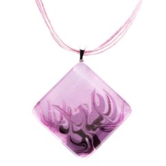 Glass pendant rhombus, pink HELENE P1102