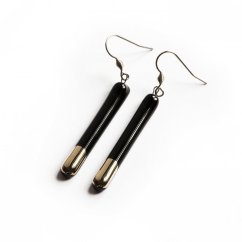 Silver-black glass earrings - rods N5101