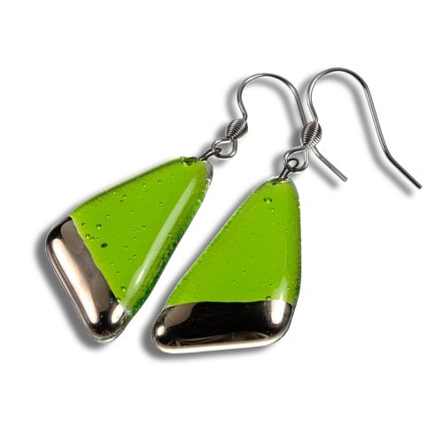 Glass earrings PLATINUM green NP1401