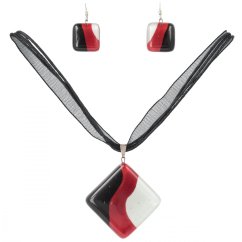 Set of red glass jewelry SOU0905