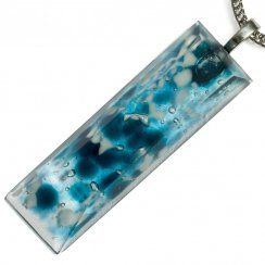 Broušený skleněný šperk modrobílý BLANKYT PRV0824