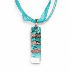 Glass pendant turquoise-brown rectangle MEMPHIS P0402
