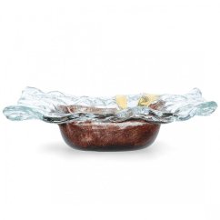 Glass bowl TERRA brown with lace – square