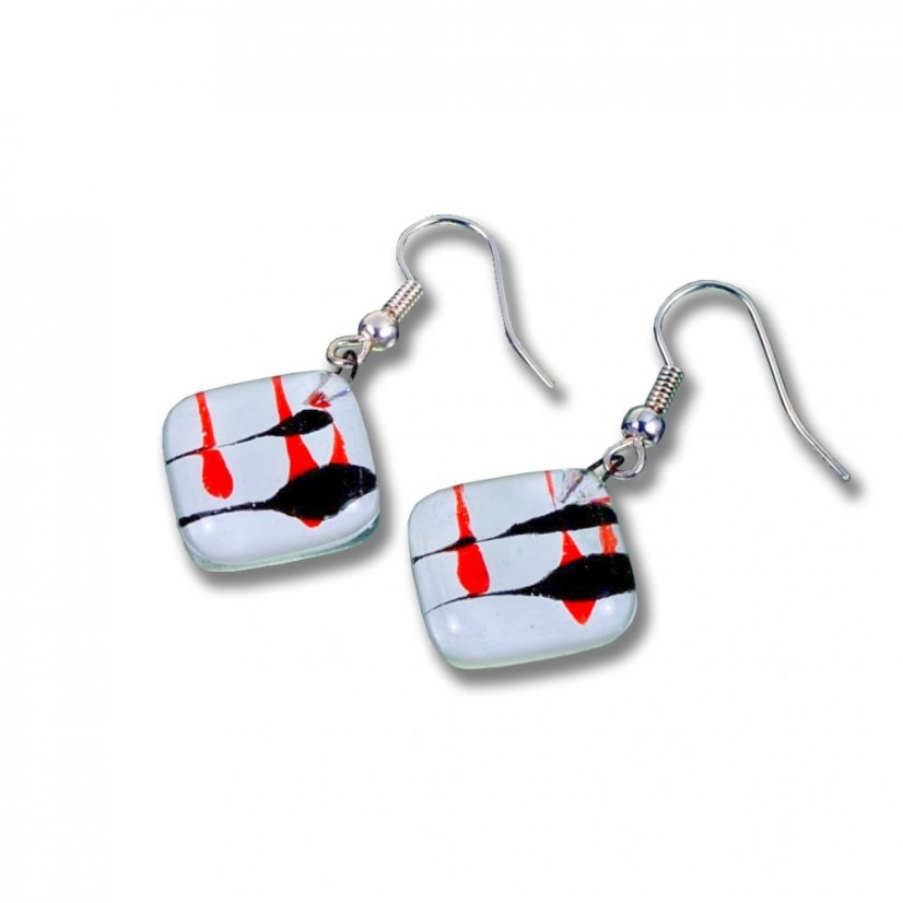 Glass earrings white CAROLINA N078