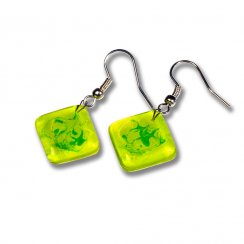 Green glass earrings DAISY N1402