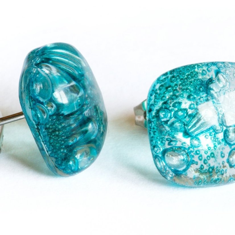 Turquoise glass earrings PUZETY - BLANKYT N1802