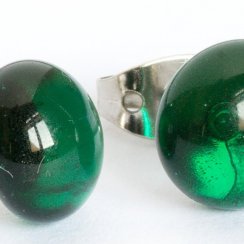 Dark green glass earrings PUZETY N1833