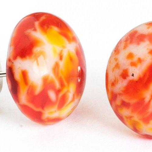 Glass earrings orange marbled PUZETY N1827