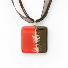 Glass pendant square red SARAH P0913