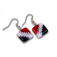Red glass earrings R3D N0912