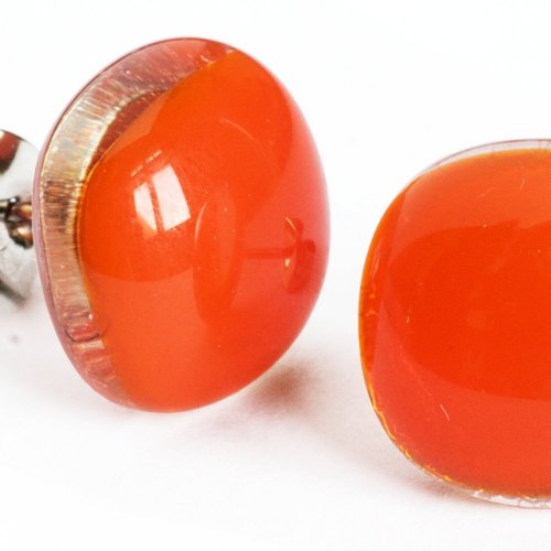 Szklane kolczyki pomarańczowe PUZETY N1815