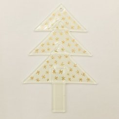 Vánoční skleněná ozdoba stromek bílý - hvězdičky