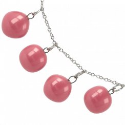 WAGA - Szklany komplet biżuterii różowy DOTS naszyjnik + kolczyki SOU1113