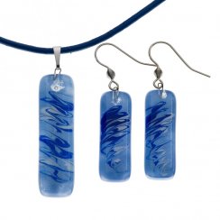 Blue glass jewelry set - 1001