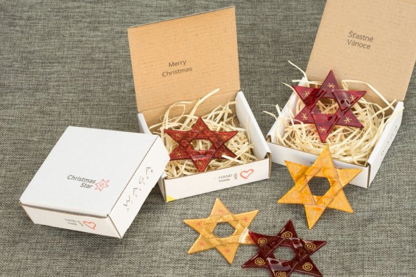 Christmas glass ornament star ruby 02 - spirals