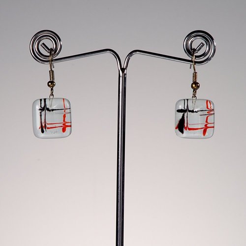 Glass earrings white CAROLINA N028
