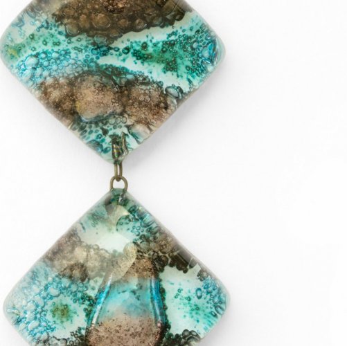 Glass pendant turquoise brown two-piece MEMPHIS P0406