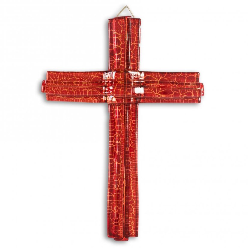 Small ruby layered glass wall cross