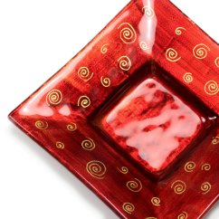 Red 02 glass candlestick with candle - spirals