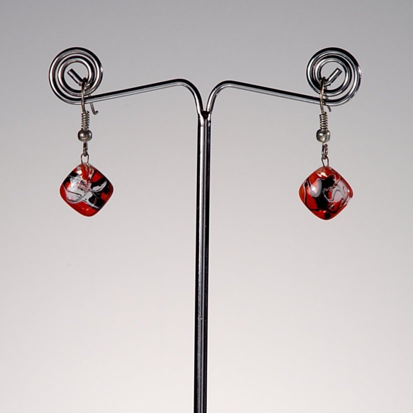 Red glass earrings SARAH N0901