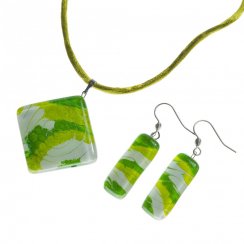 Set of glass jewelry, green - 1402