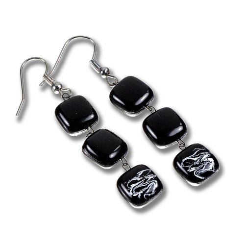 Glass earrings black KIM N0805