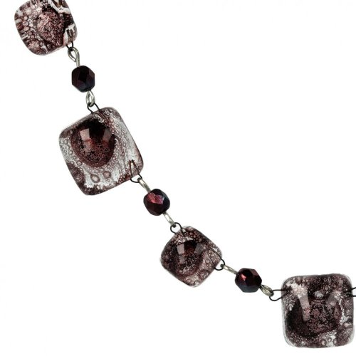 WAGA - Súprava sklenených šperkov hnedá náhrdelník + náušnice SOU0212