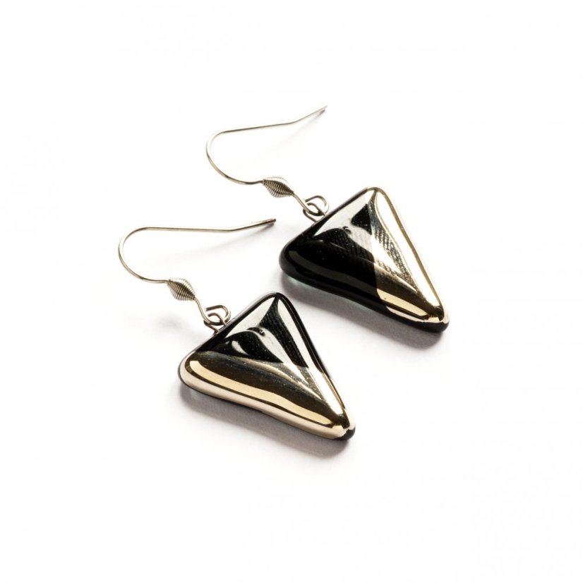 Silver-black glass earrings - triangle N5103