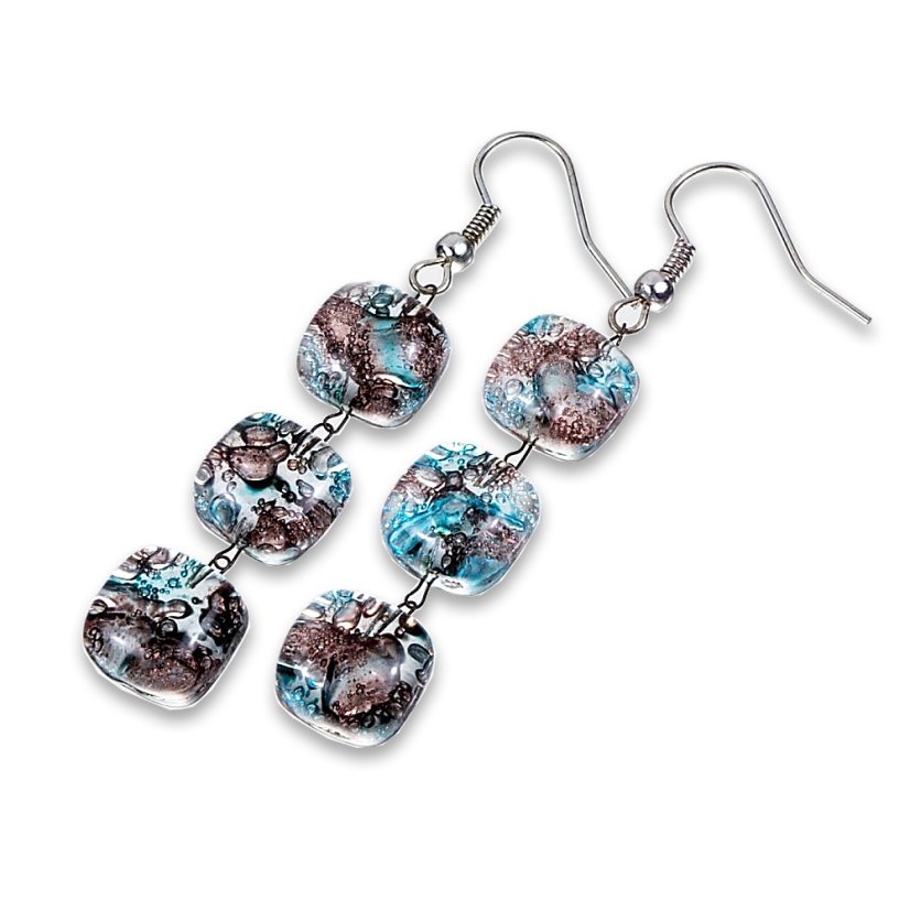 Glass earrings turquoise-brown MEMPHIS N0402