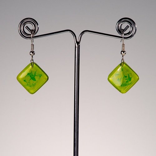 Green glass earrings DAISY N1402