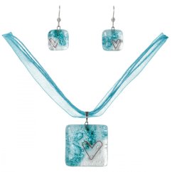 Set glass jewelry turquoise SOU0108