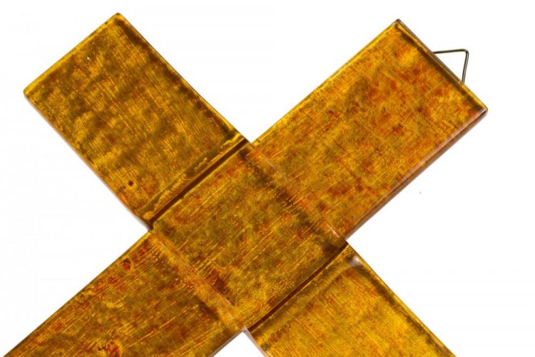 Amber glass wall cross small