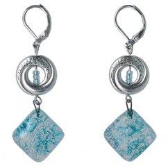 Turquoise glass earrings with beads NK0102