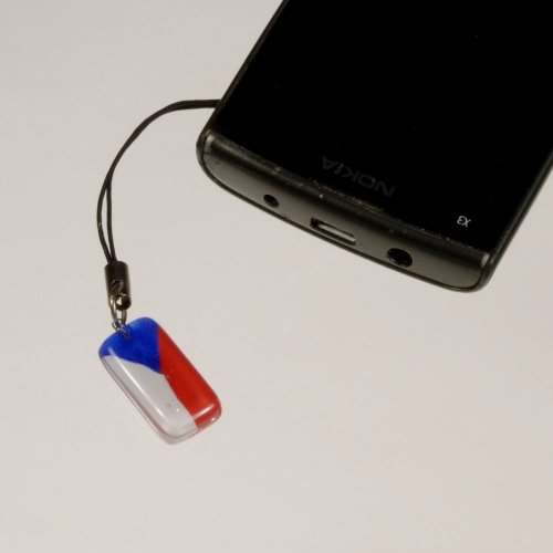 Glass pendant for mobile phone CZECH FLAG