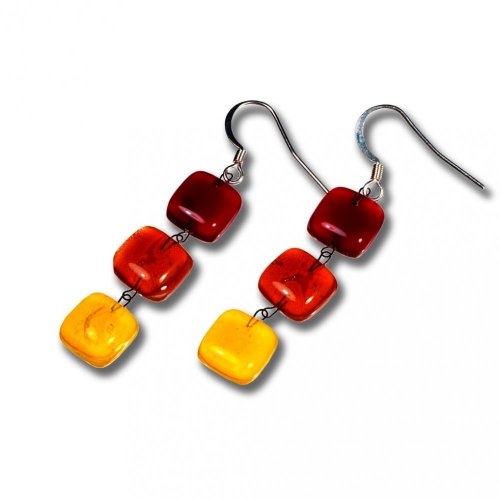 Glass earrings yellow JULIET N1304