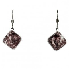WAGA - Set of glass jewelry brown necklace + earrings SOU0212