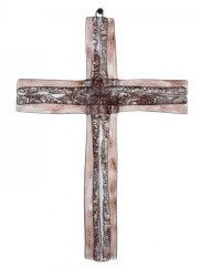 Brown layered glass wall cross