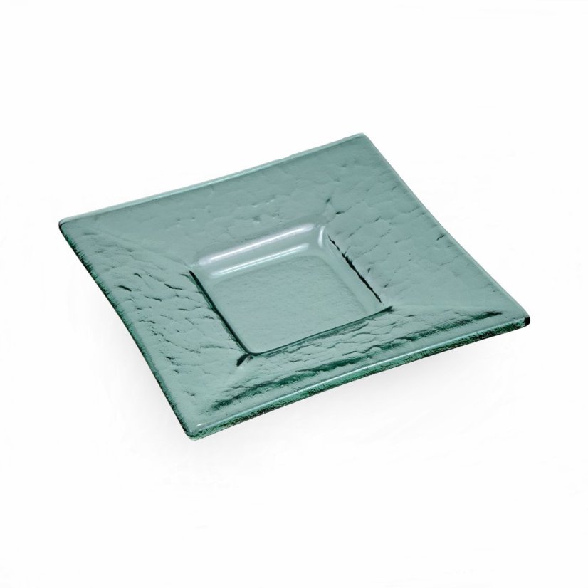 Glass clear green candlestick with scented candle