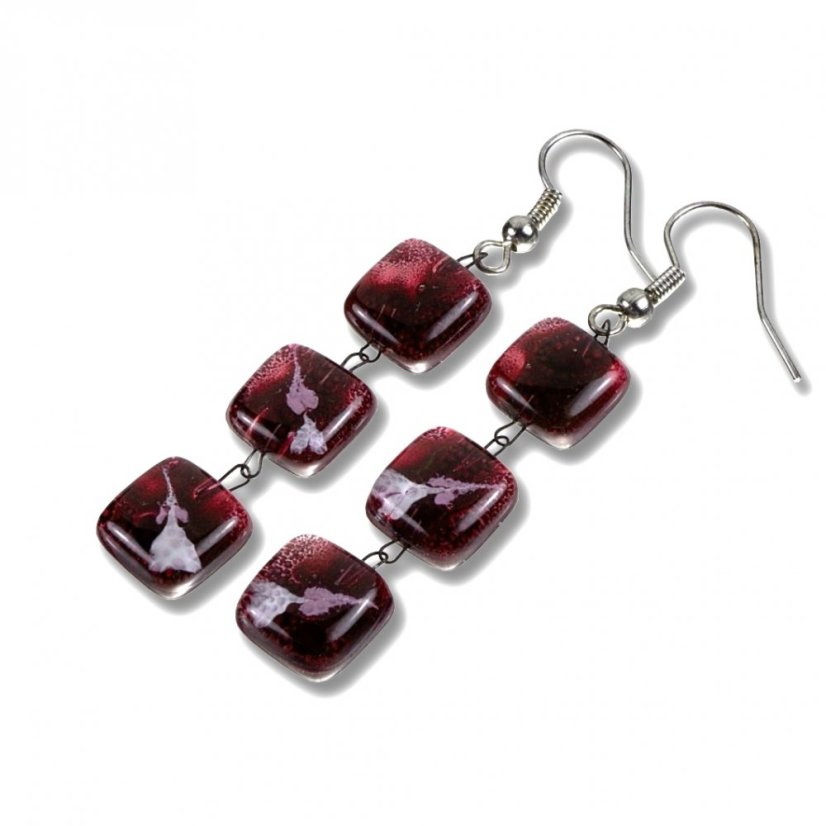 Burgundy glass earrings CHIARA N1205