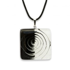 Glass pendant square black and white LENORE P1707