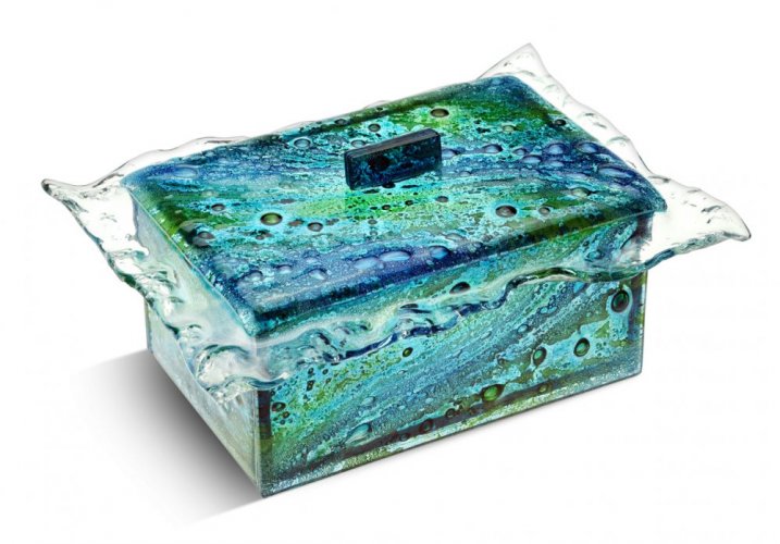 Glass box blue-green with glass lace