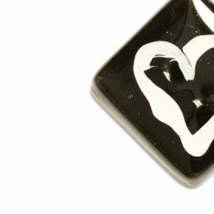 Black glass rhombus pendant with heart KIM P0808