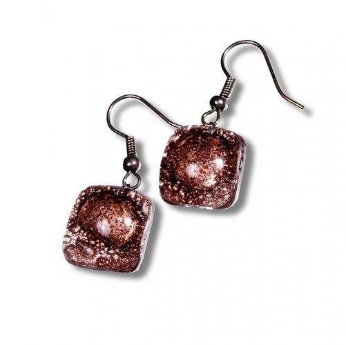 Brown glass earrings TERRA N0205