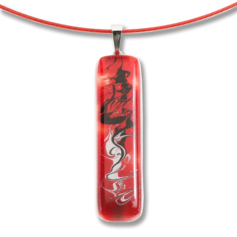 Skleněný přívěsek obdélníkový červený SARAH P0906