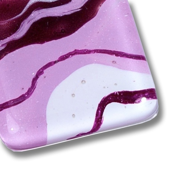 Kosoštvorcový sklenený prívesok ružový HELENE P1111