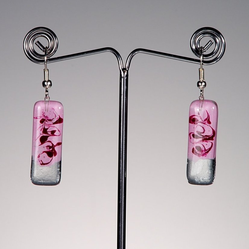 Pink glass earrings HELENE N1102