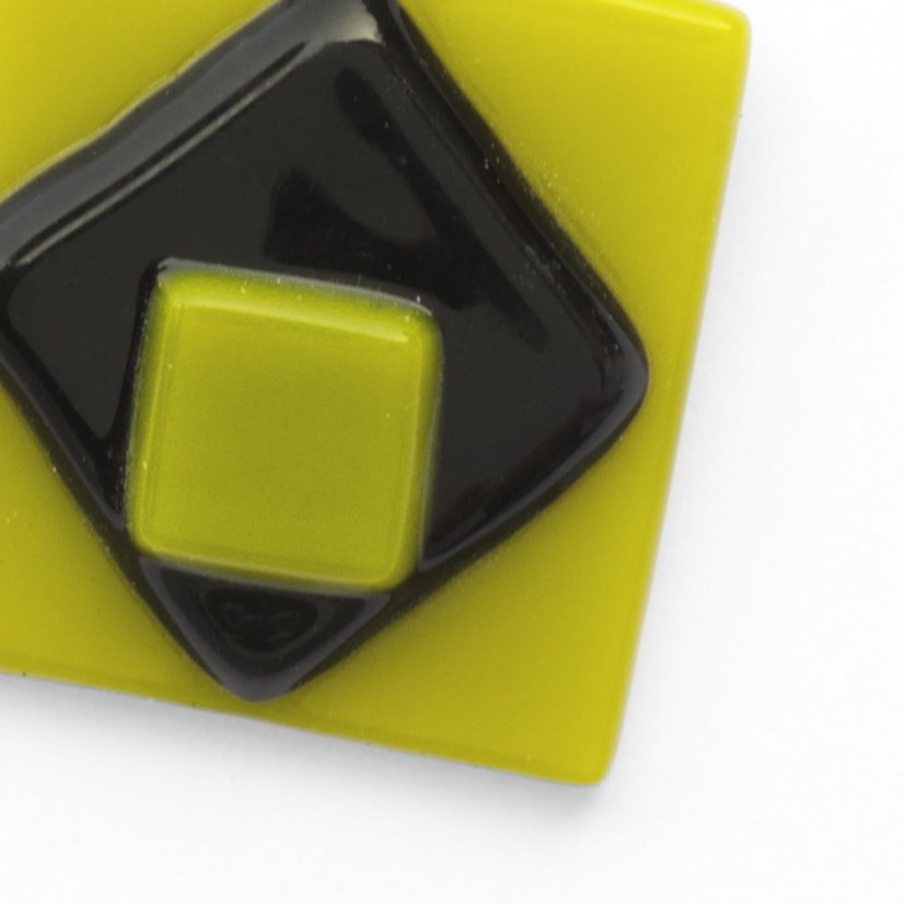 Glass pendant square green DAISY P1413