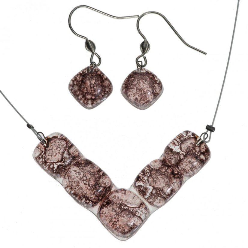 Súprava sklenených šperkov hnedá TERRA - 0201