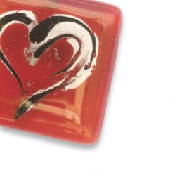 Štvorcový sklenený prívesok červený SARAH P0902